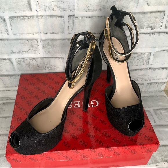 Guess “Katrines 3” Black Platform Stiletto 8. New - Picture 5 of 12